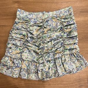 NWOT Size small Zara Paisley ruffle/Rouched Skirt